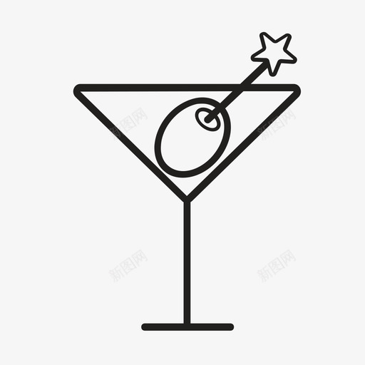 马提尼杯鸡尾酒饮料图标svg_新图网 https://ixintu.com 世界各地的品牌图标 杜松子酒 橄榄 饮料 马提尼杯 鸡尾酒