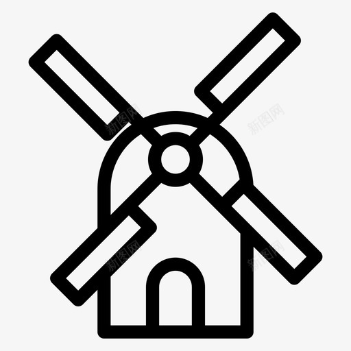 风车农业农场图标svg_新图网 https://ixintu.com 农业 农场 田野 自然 风车