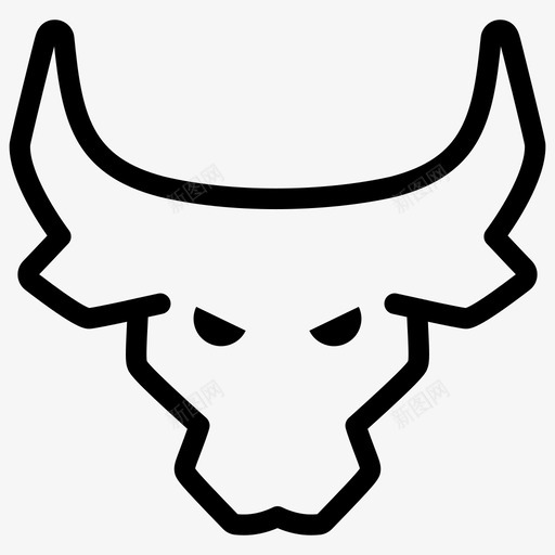 牛头动物牛图标svg_新图网 https://ixintu.com 农业 农场 动物 牛 牛头 黑白牛头
