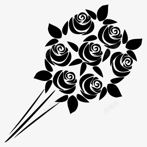 玫瑰美丽花束图标svg_新图网 https://ixintu.com 玫瑰 美丽 花 花园 花束