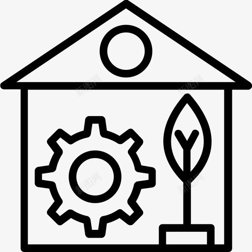 生态屋农家乐温室图标svg_新图网 https://ixintu.com 农家乐 房地产线图标集 温室 生态屋