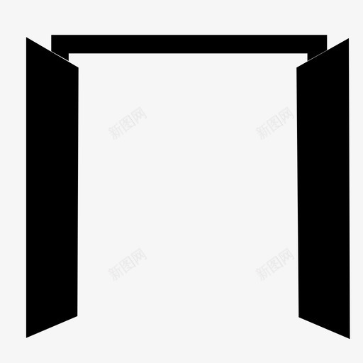 双门建筑入口图标svg_新图网 https://ixintu.com 入口 出口 双门 建筑 开门 打开