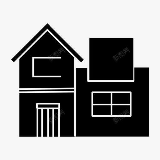 住宅联排别墅图标svg_新图网 https://ixintu.com 住宅 联排别墅