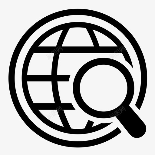 世界放大镜地图图标svg_新图网 https://ixintu.com 世界 世界图标2 地图 搜索 放大镜 行星