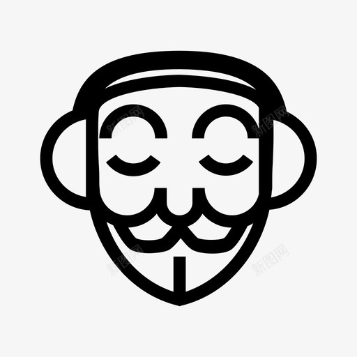 匿名收听音乐表情符号黑客图标svg_新图网 https://ixintu.com 互联网 匿名收听音乐 匿名面具 表情符号 面具 黑客