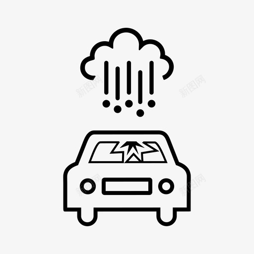 冰雹保险汽车损坏图标svg_新图网 https://ixintu.com 冰雹保险 损坏 汽车 线路图标 车辆