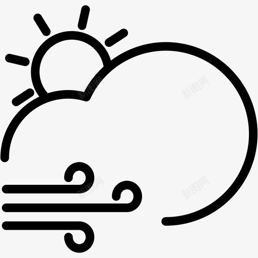 风多云的太阳天气天气11图标svg_新图网 https://ixintu.com 天气 天气11 风多云的太阳