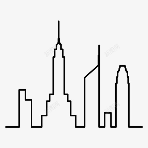 城市天际线建筑摩天大楼图标svg_新图网 https://ixintu.com 城市天际线 建筑 摩天大楼