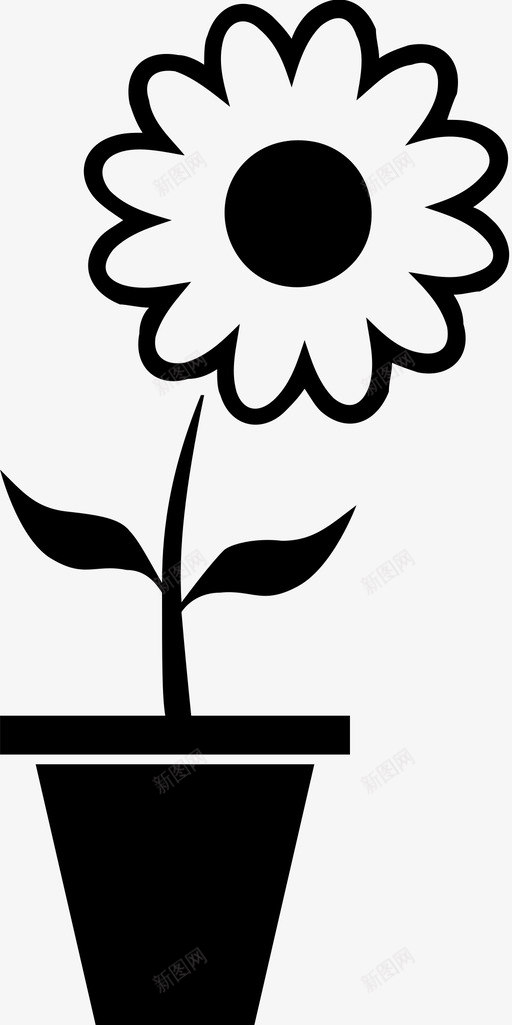 花盆盆栽花图标svg_新图网 https://ixintu.com 盆栽 花 花盆