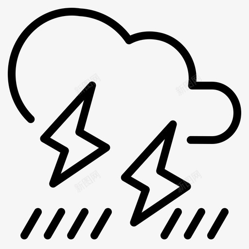 暴风雨预报大雨图标svg_新图网 https://ixintu.com 大雨 天气 暴风雨 雨 雷 预报