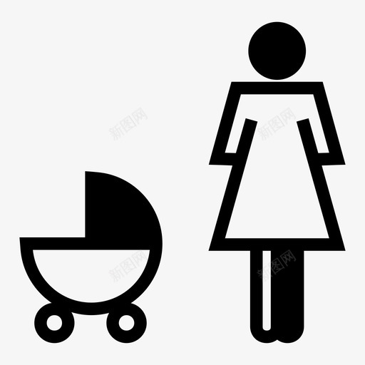 儿童保育婴儿车手推车图标svg_新图网 https://ixintu.com 儿童保育 婴儿车 手推车