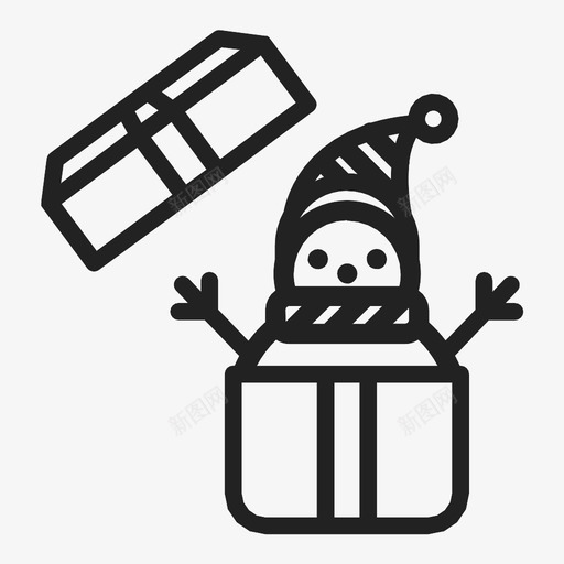 雪人在礼品盒圣诞节新年图标svg_新图网 https://ixintu.com 圣诞节 新年 雪人在礼品盒