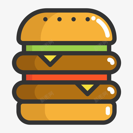 汉堡包-Burgersvg_新图网 https://ixintu.com 汉堡包-Burger Burger 汉堡包 水果 食物 蔬菜 器具 吃 填充 线性 扁平 手绘 多色 简约 精美 可爱 圆润