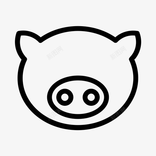 猪动物可爱图标svg_新图网 https://ixintu.com 动物 可爱 头 猪 脸