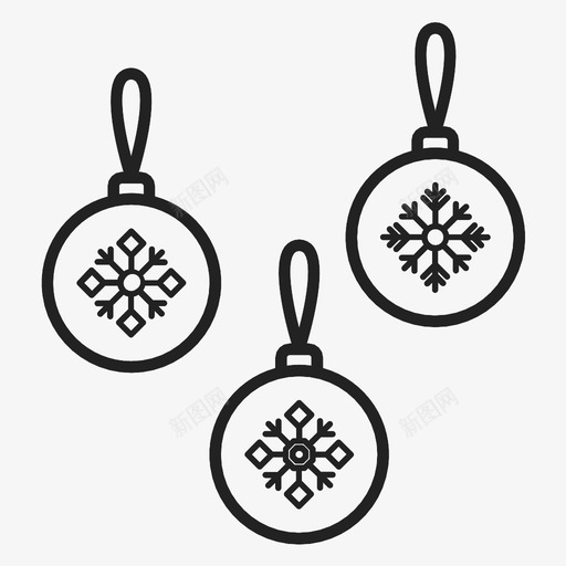 雪花圣诞饰品装饰新年图标svg_新图网 https://ixintu.com 圣诞树 新年 装饰 雪花圣诞饰品