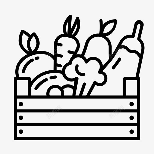 蔬菜健康食品天然图标svg_新图网 https://ixintu.com 健康食品 天然 有机 蔬菜 蔬菜板条箱