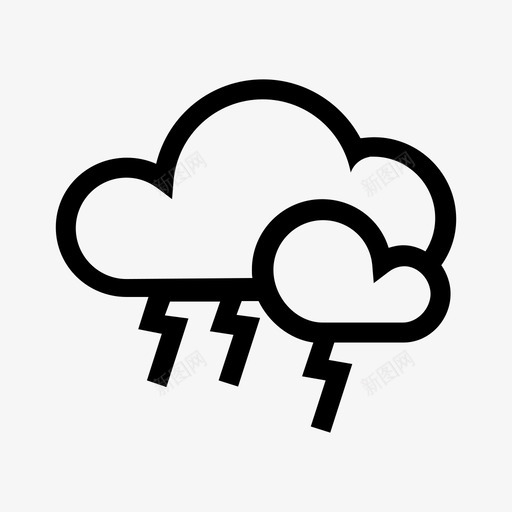 雷雨闪电多云图标svg_新图网 https://ixintu.com 多云 天气预报 闪电 雷雨 预报