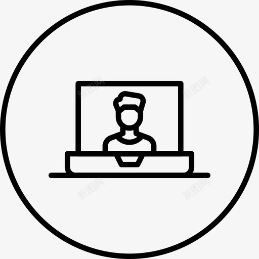 视频聊天电话会议图标svg_新图网 https://ixintu.com 会议 办公文化专线 电话 笔记本电脑 视频聊天