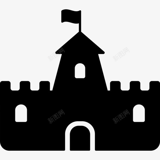 有旗帜的沙堡建筑物暑假图标svg_新图网 https://ixintu.com 建筑物 暑假 有旗帜的沙堡