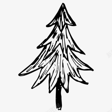 圣诞树手绘新年图标图标
