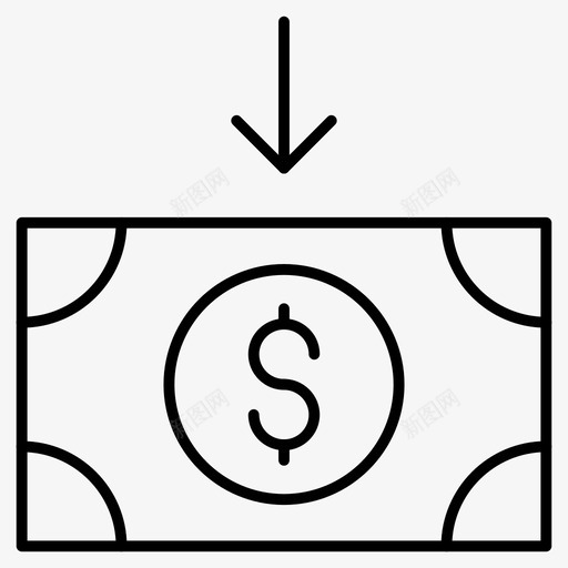 金融银行现金图标svg_新图网 https://ixintu.com 现金 用户界面细线图标 美元 货币 金融 银行
