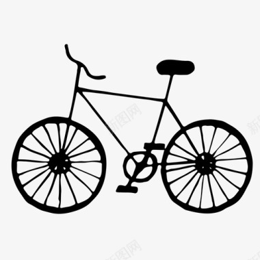 自行车手绘素描图标图标