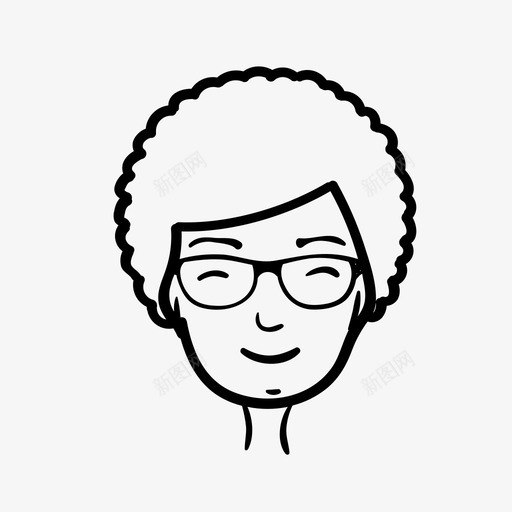 女人脸卷发眼镜图标svg_新图网 https://ixintu.com 卷发 女人脸 微笑 眼镜