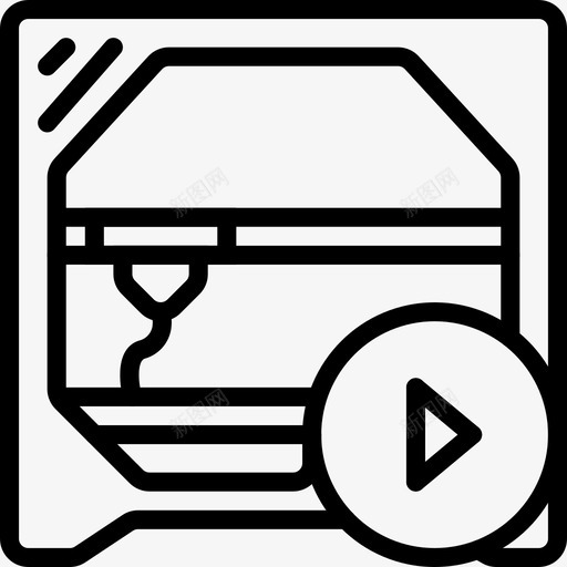打印机启动打印3d打印轮廓图标svg_新图网 https://ixintu.com 3d打印轮廓 打印 打印机启动