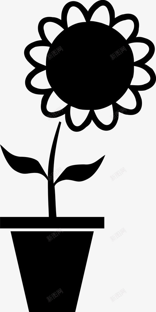 向日葵卡通盆栽向日葵图标svg_新图网 https://ixintu.com 向日葵 向日葵卡通 盆栽