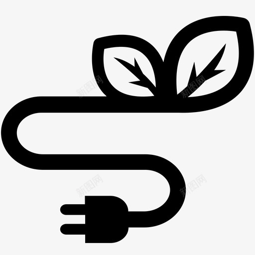 绿色能源生态插头图标svg_新图网 https://ixintu.com 可再生能源 必需品4 插头 生态 绿色能源
