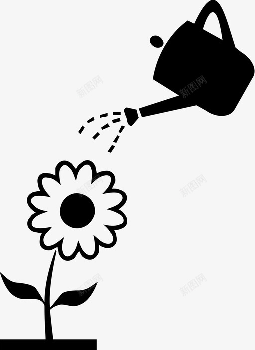浇花茎花图标svg_新图网 https://ixintu.com 浇花 花 茎