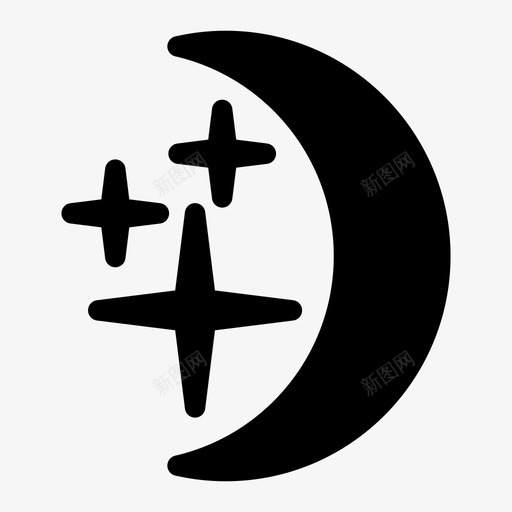 夜新月月牙图标svg_新图网 https://ixintu.com 夜 新月 月牙