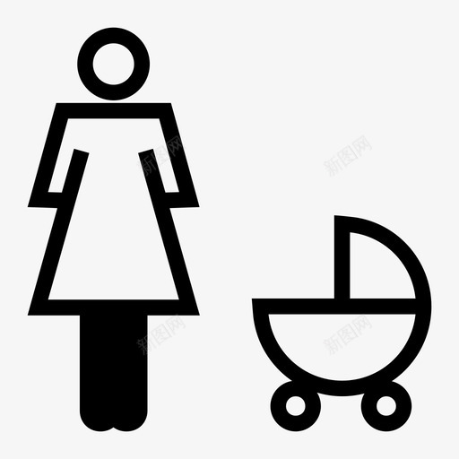 母亲婴儿车儿童图标svg_新图网 https://ixintu.com 儿童 儿童保育 婴儿车 手推车 母亲