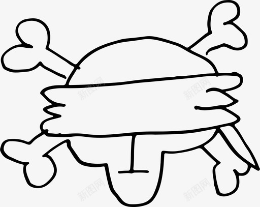 蒙眼正义骨头绘制图标svg_新图网 https://ixintu.com 头骨 手绘 绘制 蒙眼正义 骨头