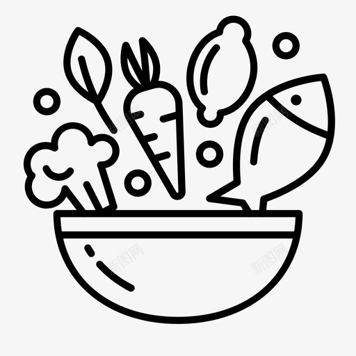 健康食品鱼类适当的营养图标svg_新图网 https://ixintu.com 健康食品 蔬菜 适当的营养 鱼类
