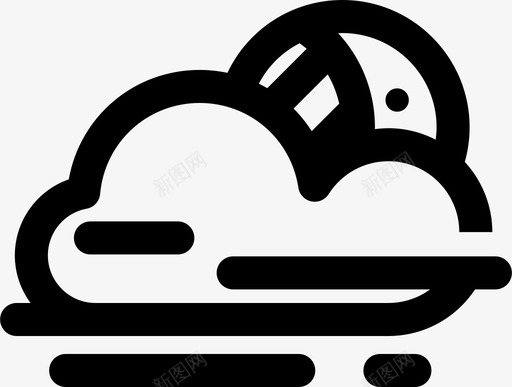 雾云霾图标svg_新图网 https://ixintu.com 云 天气状况 月亮 雾 霾