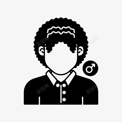卷发化身男化身男图标svg_新图网 https://ixintu.com 化身男 卷发化身 男