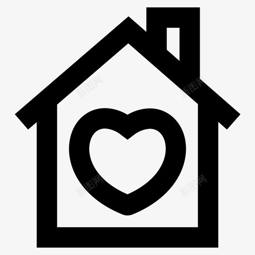 房子心家图标svg_新图网 https://ixintu.com 喜欢 家 心 房子 爱 财产