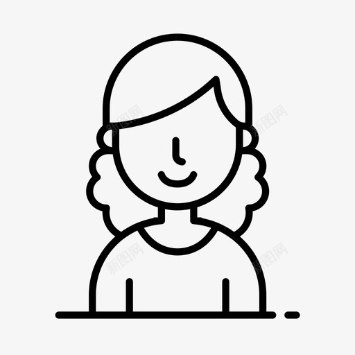女性卷发短发图标svg_新图网 https://ixintu.com face07 卷发 女性 用户 短发