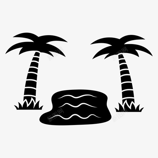 绿洲海滩沙漠图标svg_新图网 https://ixintu.com 树木 棕榈树 沙漠 海滩 绿洲