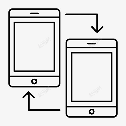 移动数据共享设备图标svg_新图网 https://ixintu.com 技术 数据共享 电话 移动 网络和搜索引擎优化线图标 设备