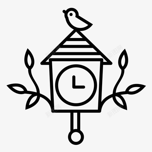 挂钟鸟钟面图标svg_新图网 https://ixintu.com 布谷鸟钟 挂钟 时间 杂项线图标 钟 钟面 鸟