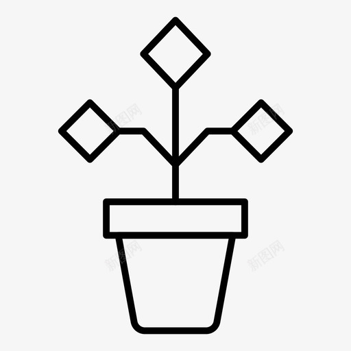 盆栽植物生态花卉图标svg_新图网 https://ixintu.com 生态 生长 盆栽植物 自然 自然生态细线 花卉