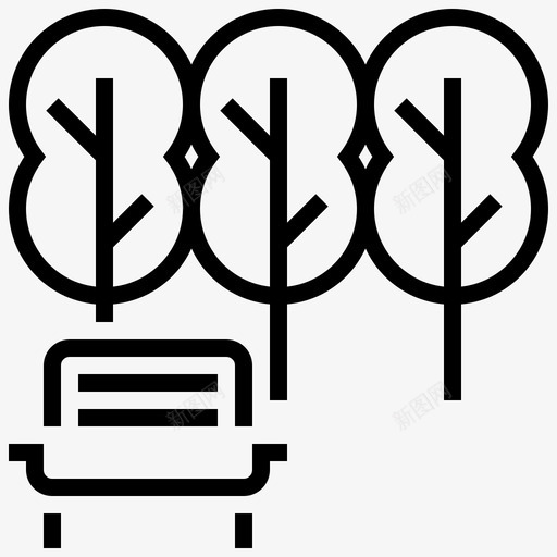 花园椅子公园长凳图标svg_新图网 https://ixintu.com 公园长凳 城市元素2 树 椅子 花园