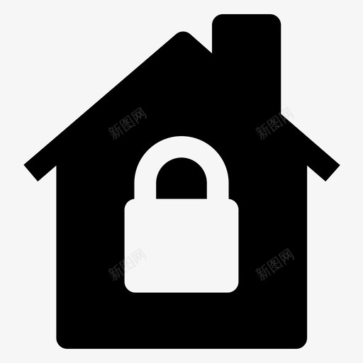 锁家房子图标svg_新图网 https://ixintu.com 保安 家 房子 锁