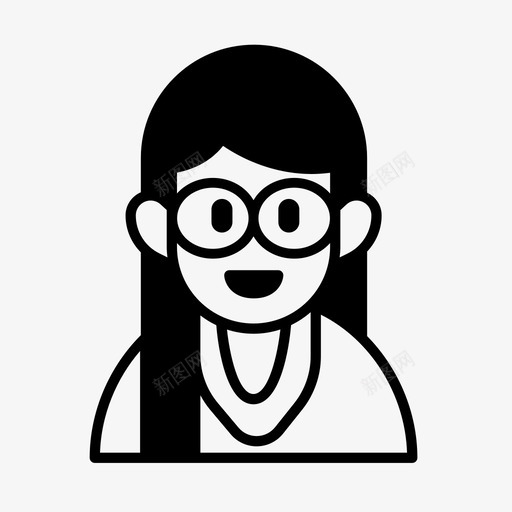女人脸眼镜图标svg_新图网 https://ixintu.com 女人 眼镜 脸 脸06 长发
