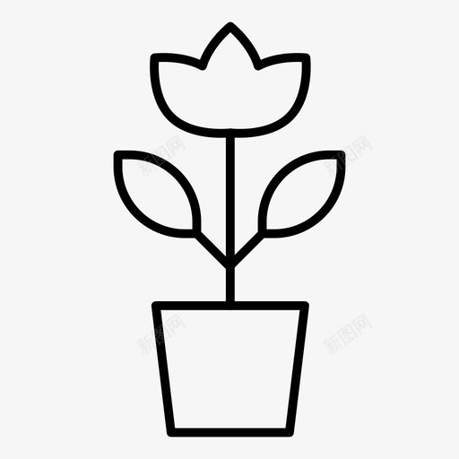 盆栽植物花卉园林图标svg_新图网 https://ixintu.com 园林 盆栽植物 绿色 自然 自然生态细线 花卉