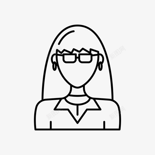 长发女头像眼镜图标svg_新图网 https://ixintu.com 头像 头像女 用户 眼镜 长发 长发女