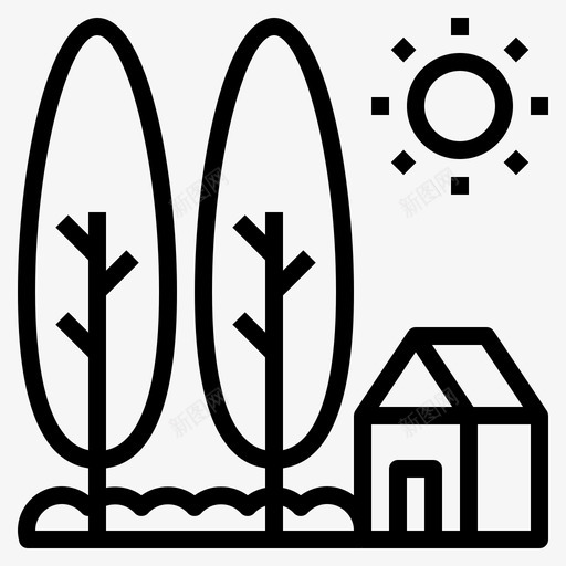 花园住宅景观图标svg_新图网 https://ixintu.com 住宅 度假村 房地产 景观 花园