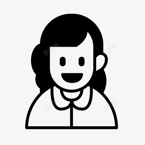 女人卷发脸图标svg_新图网 https://ixintu.com 卷发 女人 脸 脸06
